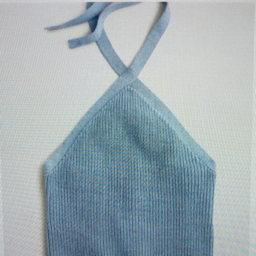 J. Crew Light Blue Ribbed Halter Tank